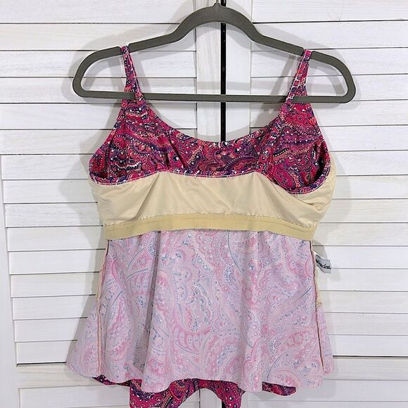 Women's Pink Paisley Tankini Top - Picture 11 of 13
